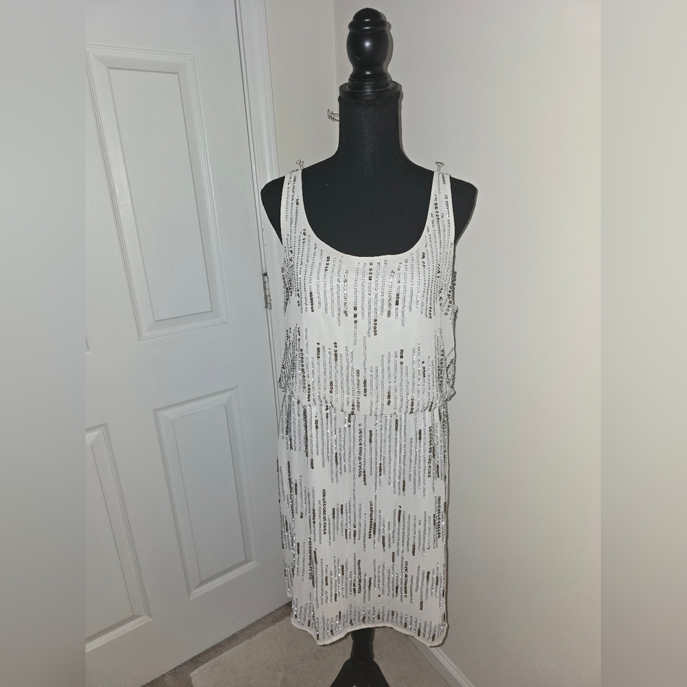 Forever 21 Cream and Silver Embellished Dress